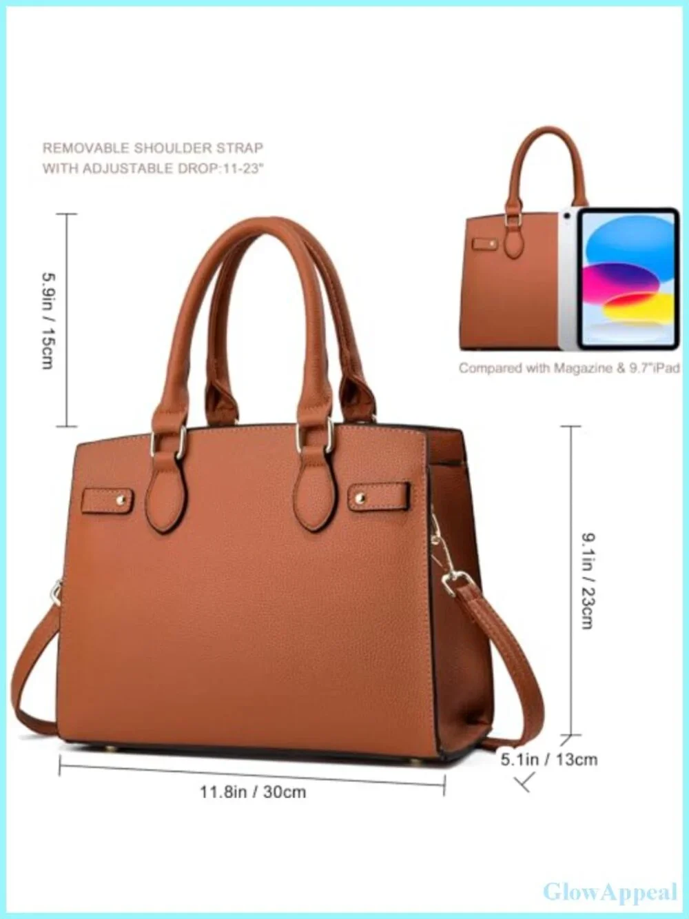Faux Leather Satchel Purse Top Handle Shoulder Tote Bag with Strap